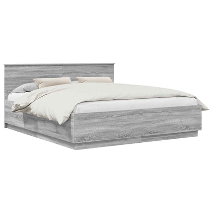 vidaXL Bed Frame Grey Sonoma 200 x 200 cm Engineered Wood 2