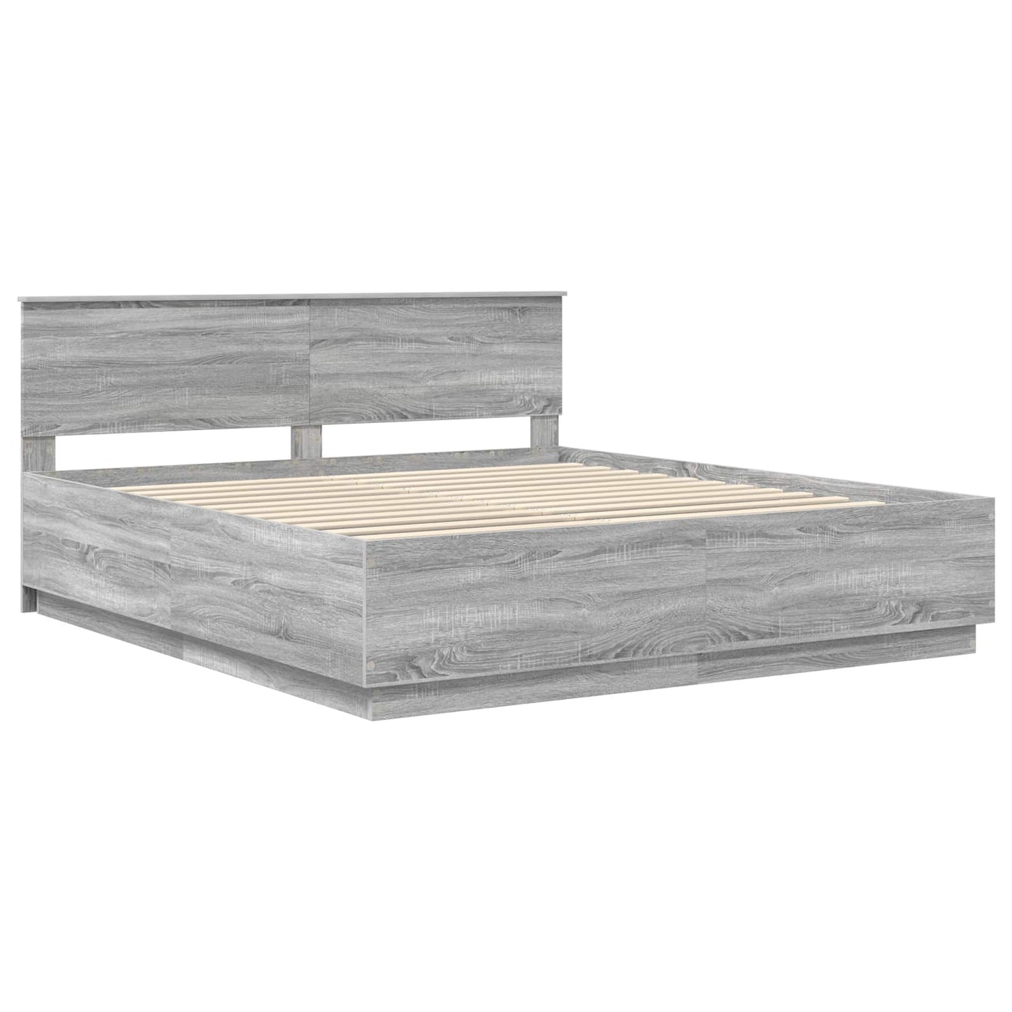 vidaXL Bed Frame Grey Sonoma 200 x 200 cm Engineered Wood 4