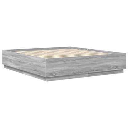 vidaXL Bed Frame Grey Sonoma 200 x 200 cm Engineered Wood 5