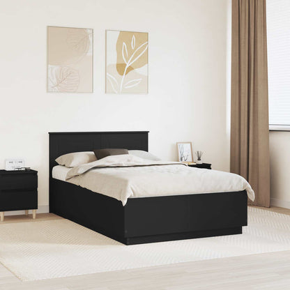 Bed Frame 135 x 190 cm Engineered Wood Black