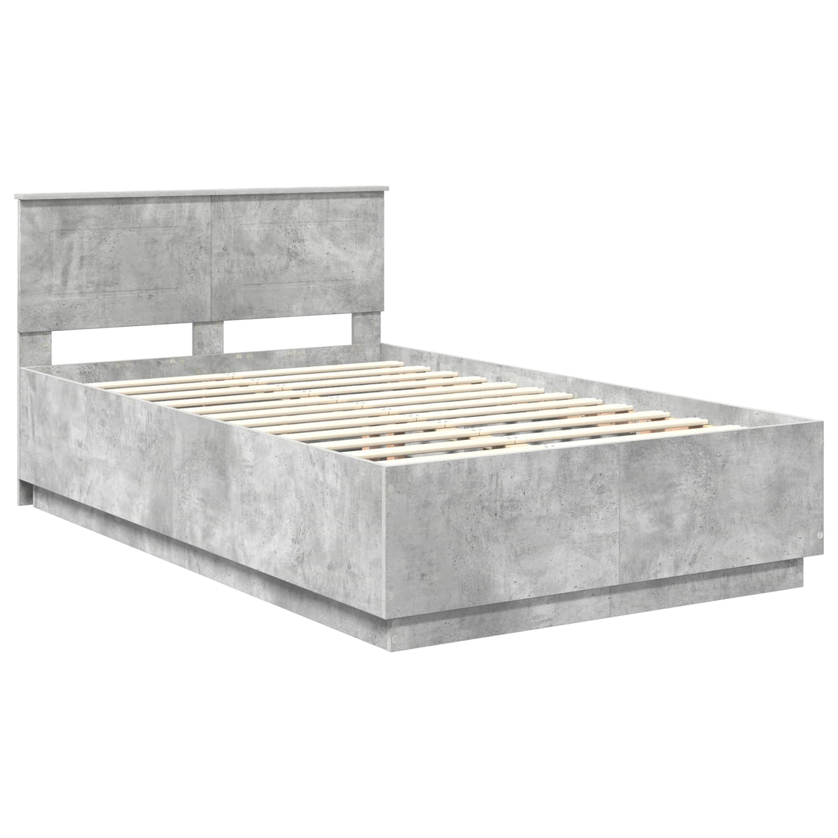 Bed Frame 135 x 190 cm Engineered Wood Concrete grey