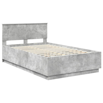 Bed Frame 135 x 190 cm Engineered Wood Concrete grey