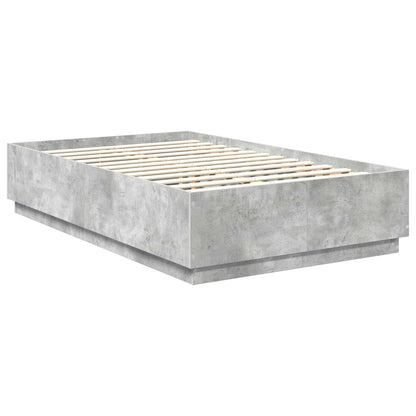 Bed Frame 135 x 190 cm Engineered Wood Concrete grey