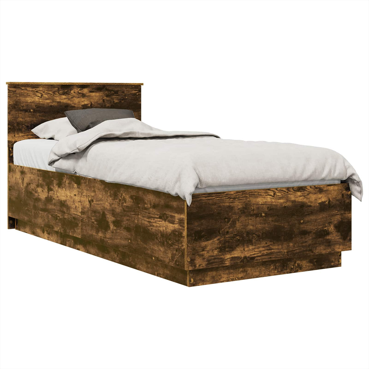 Bed Frame Engineered Wood Length 200 cm Smoked Oak 100 cm