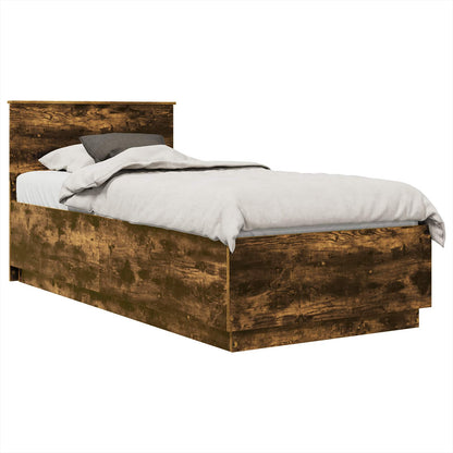 Bed Frame Engineered Wood Length 200 cm Smoked Oak 100 cm