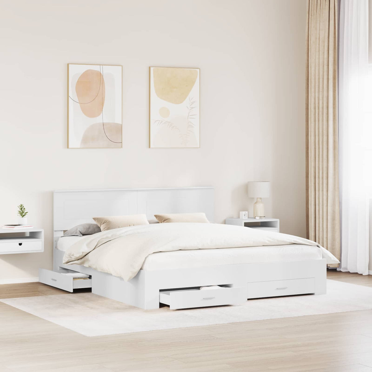 vidaXL Bed Frame with Drawer White 180 x 200 cm Engineered Wood 3