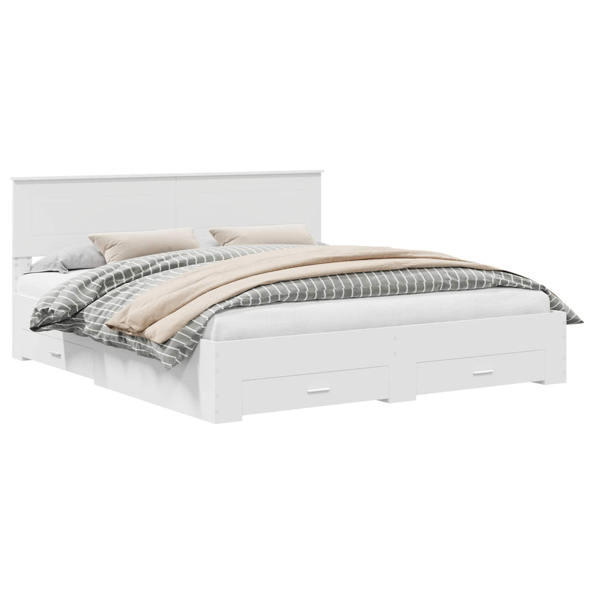 vidaXL Bed Frame with Drawer White 180 x 200 cm Engineered Wood 2