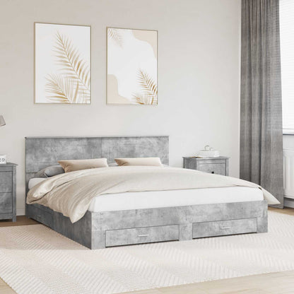 Bed Frame Engineered Wood Length 200 cm Concrete grey 180 cm