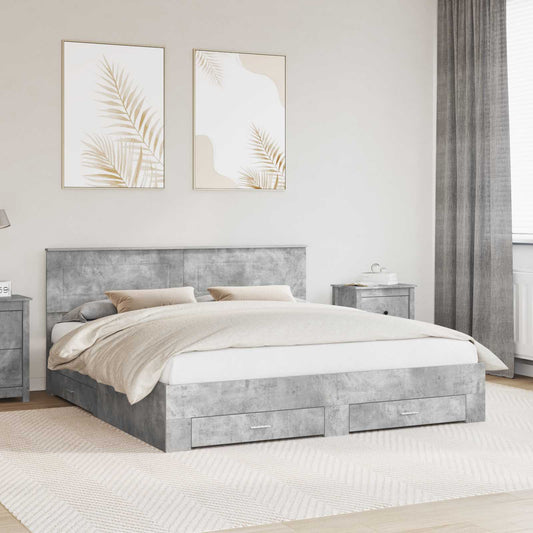 vidaXL Bed Frame Concrete Grey 180 x 200 cm Engineered Wood 1