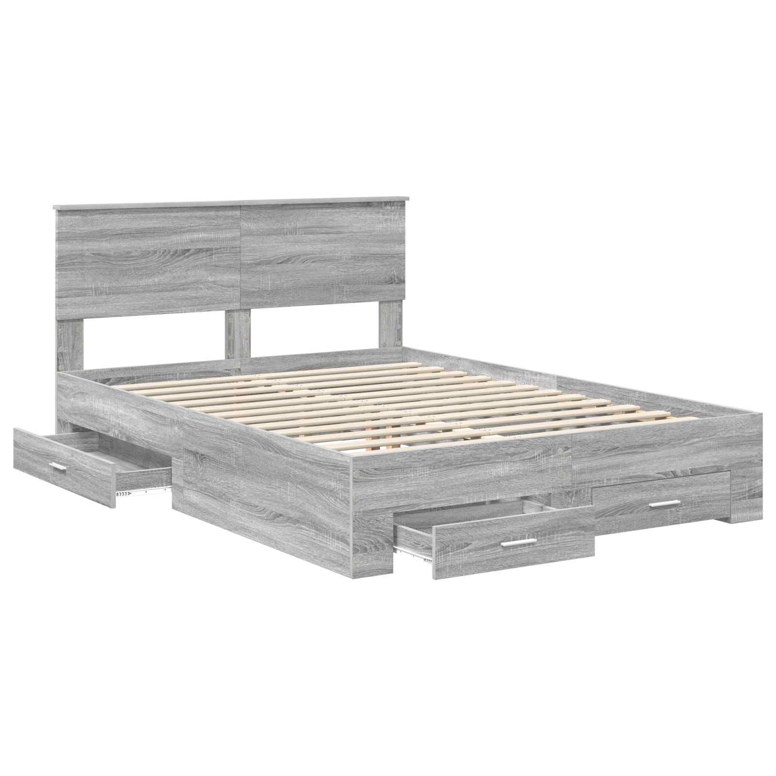 vidaXL Bed Frame with Drawer Grey Sonoma 160 x 200 cm Engineered Wood 5