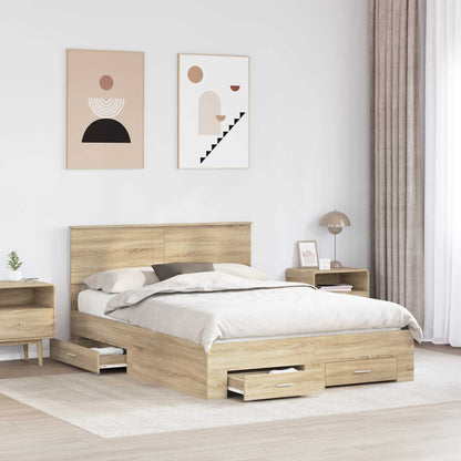 vidaXL Bed Frame with Drawer Sonoma Oak 150 x 200 cm Engineered Wood 3