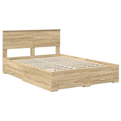 vidaXL Bed Frame with Drawer Sonoma Oak 150 x 200 cm Engineered Wood 4