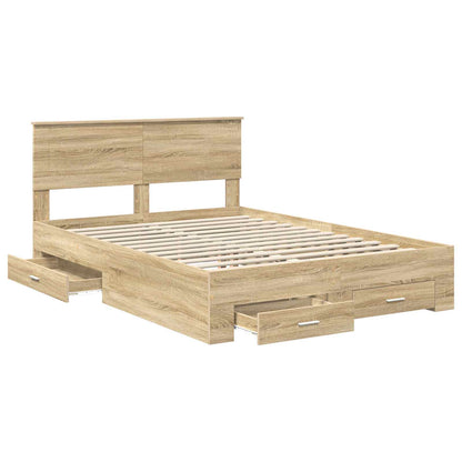 vidaXL Bed Frame with Drawer Sonoma Oak 150 x 200 cm Engineered Wood 5