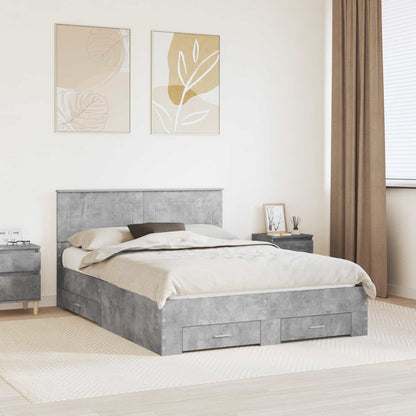vidaXL Bed Frame Concrete Grey 150 x 200 cm Engineered Wood 1