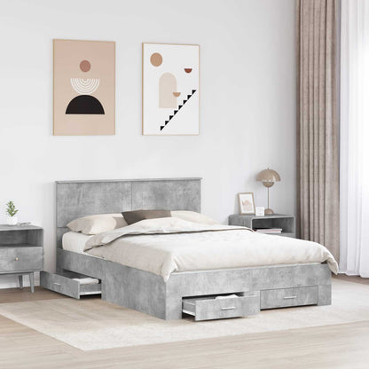 vidaXL Bed Frame Concrete Grey 150 x 200 cm Engineered Wood 3