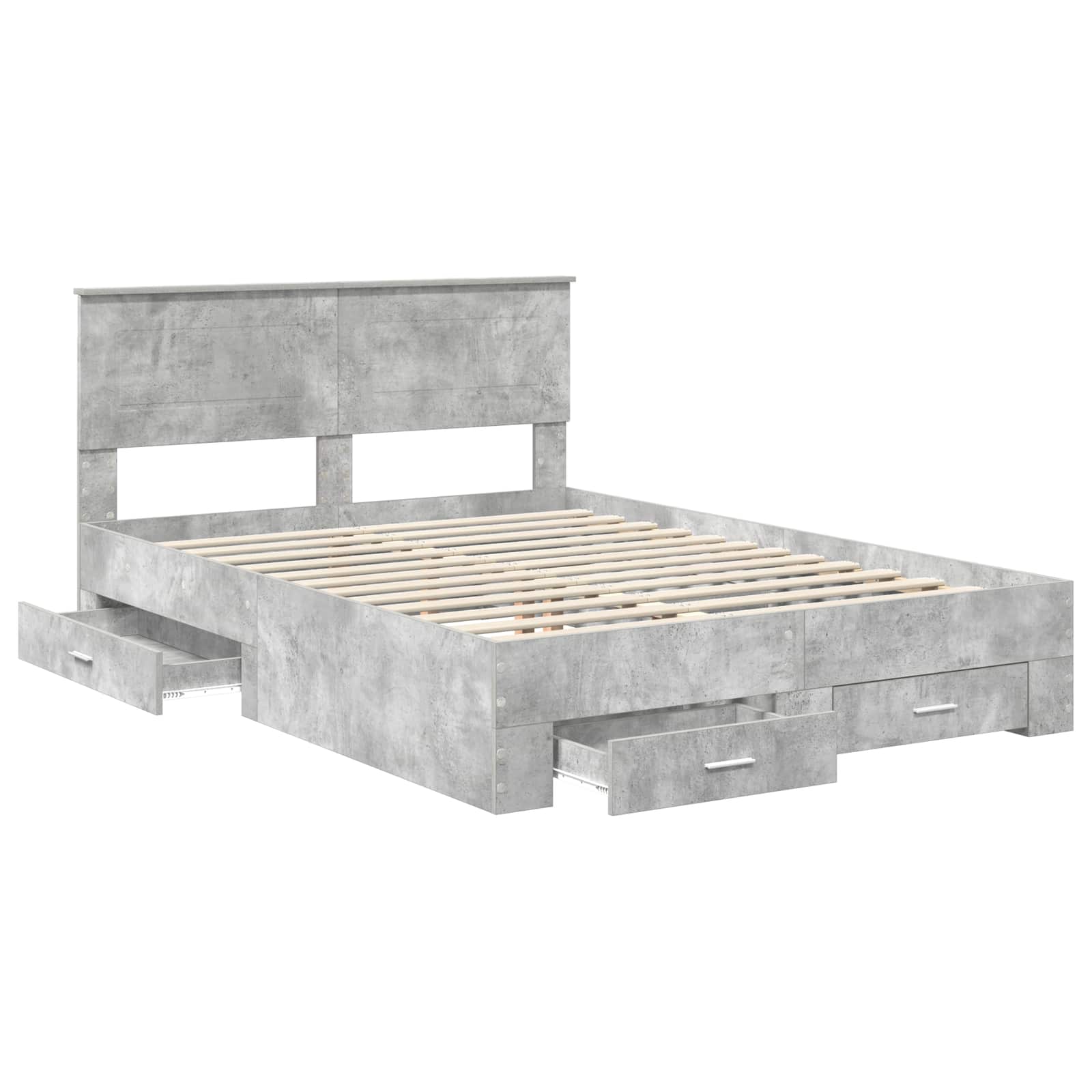 vidaXL Bed Frame Concrete Grey 150 x 200 cm Engineered Wood 5