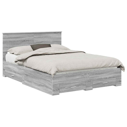 vidaXL Bed Frame with Drawer Grey Sonoma 150 x 200 cm Engineered Wood 2