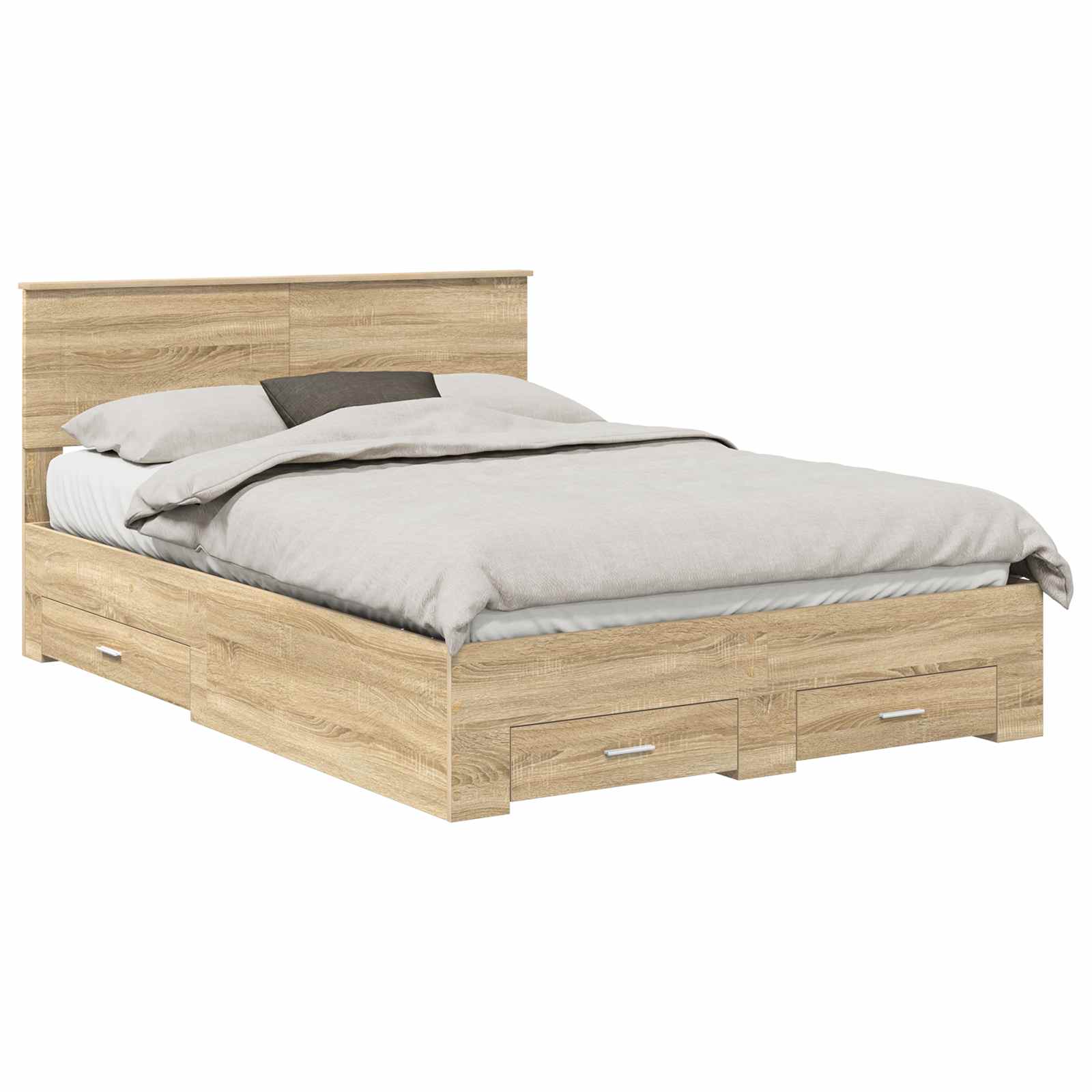 vidaXL Bed Frame with Drawer Sonoma Oak 140 x 190 cm Engineered Wood 2