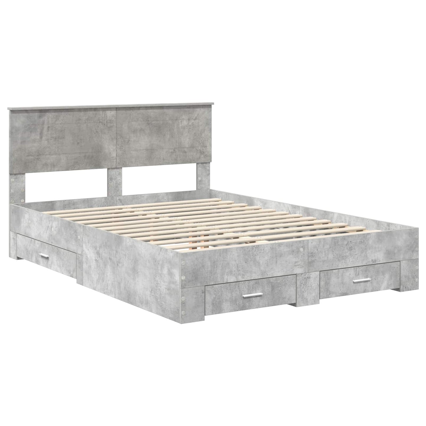 vidaXL Bed Frame Concrete Grey 140 x 190 cm Engineered Wood 4