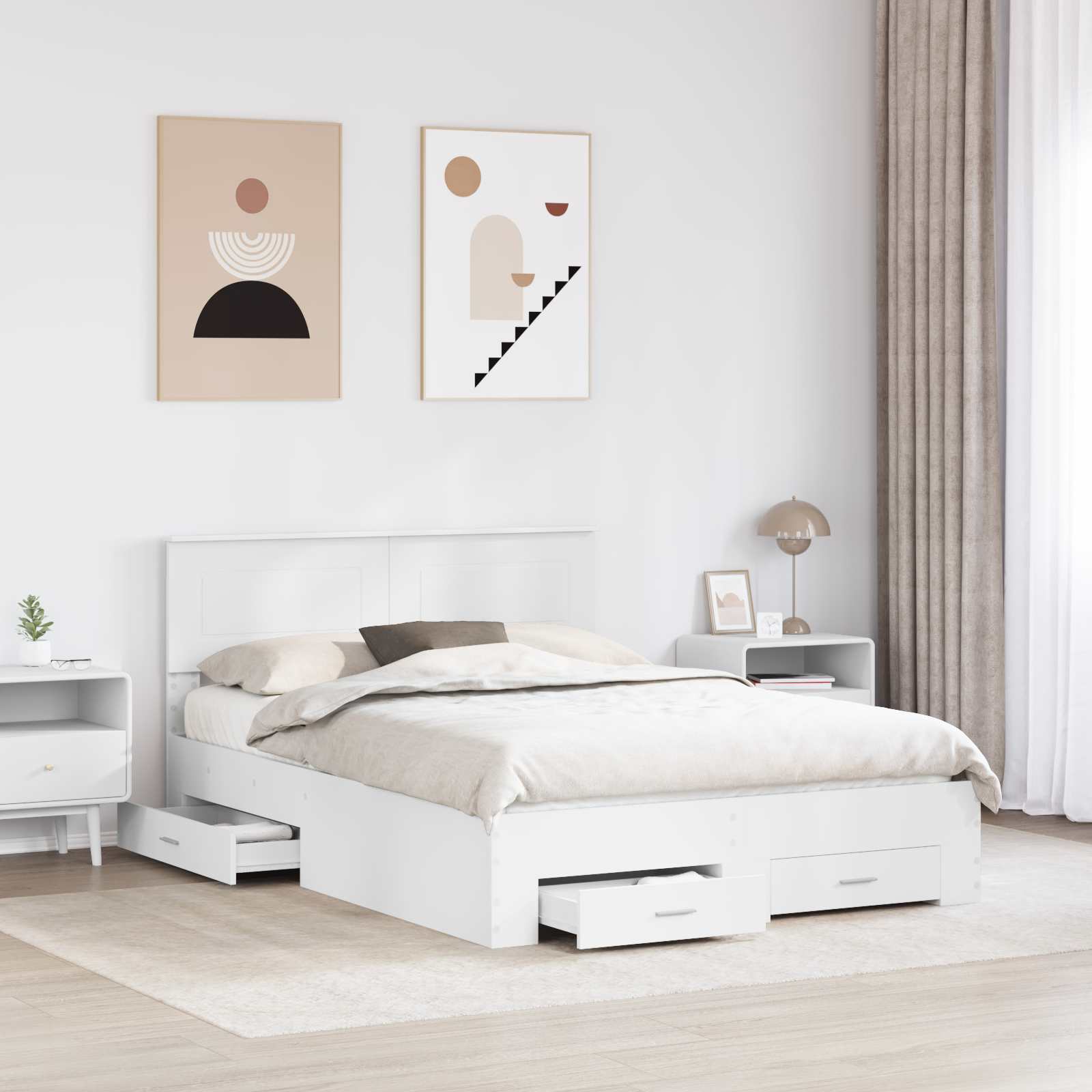 vidaXL Bed Frame with Drawer White 140 x 200 cm Engineered Wood 3