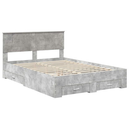 vidaXL Bed Frame Concrete Grey 140 x 200 cm Engineered Wood 4