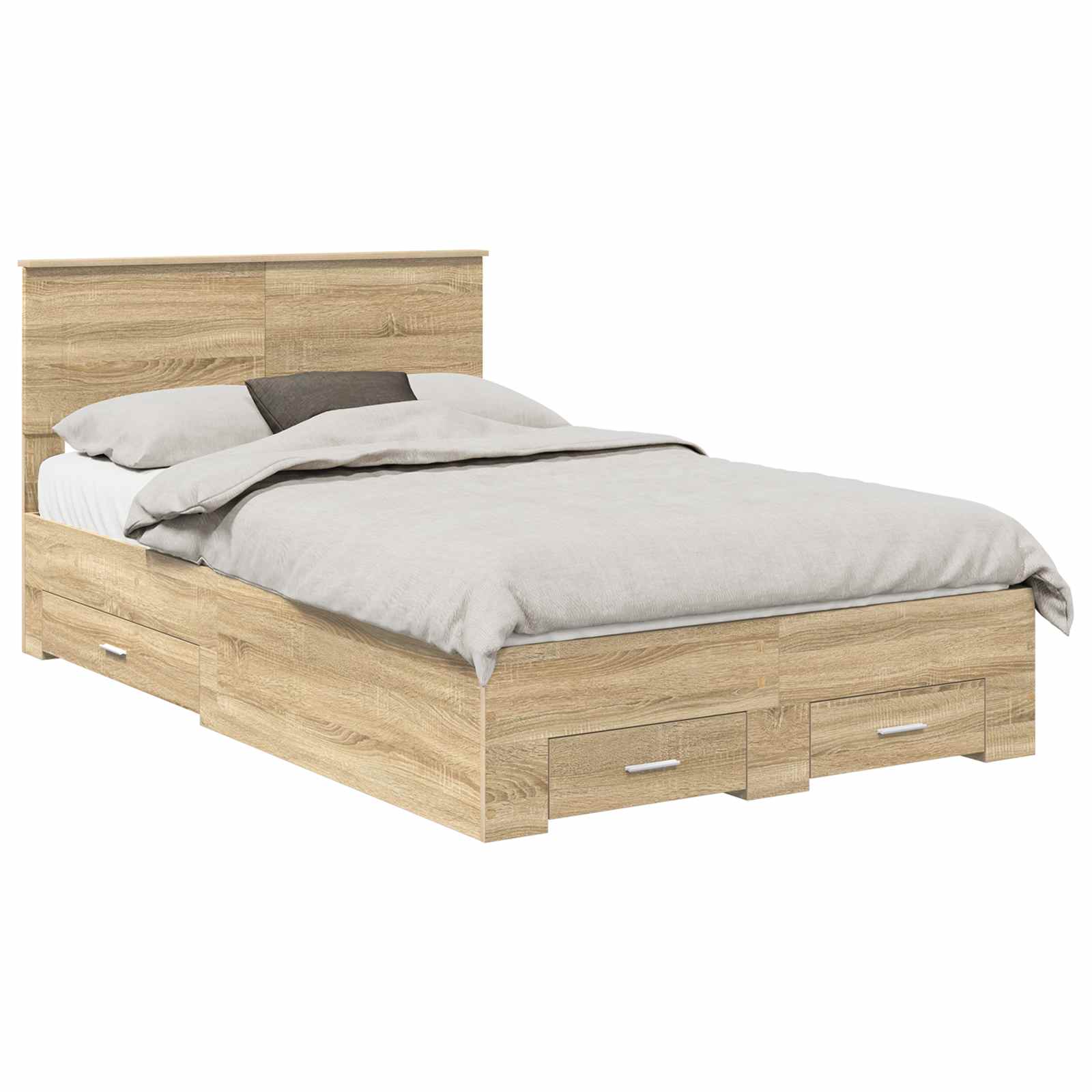 vidaXL Bed Frame with Drawer Sonoma Oak 135 x 190 cm Engineered Wood 2