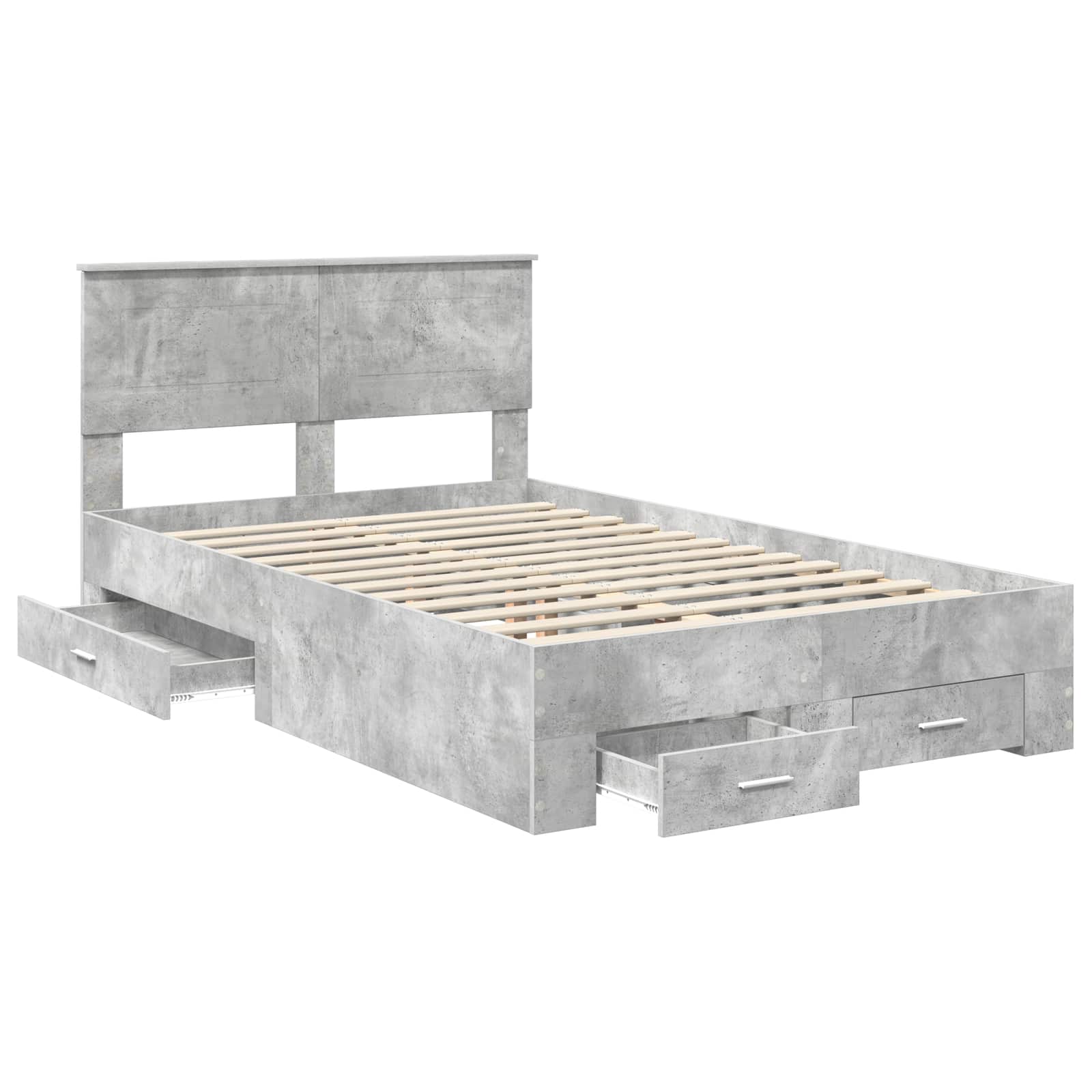 vidaXL Bed Frame Concrete Grey 135 x 190 cm Engineered Wood 5