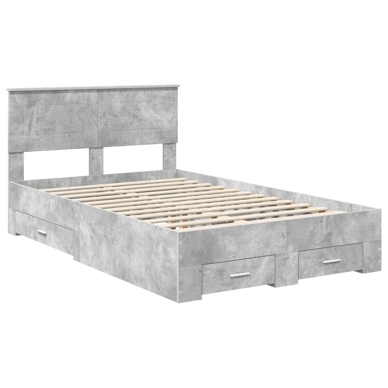 vidaXL Bed Frame Concrete Grey 120 x 190 cm Engineered Wood 4