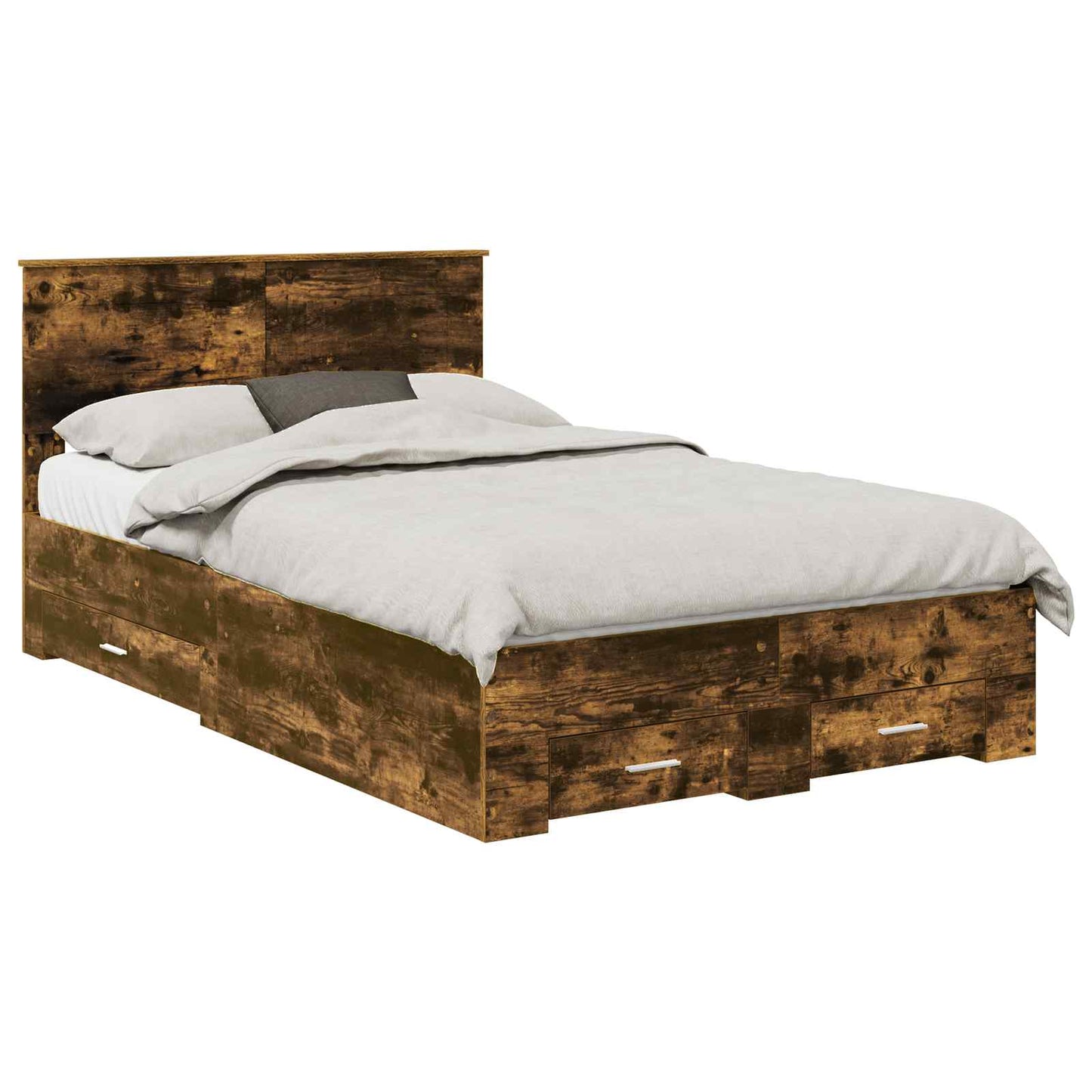 vidaXL Bed Frame with Drawer Smoked Oak 120 x 190 cm Engineered Wood 2
