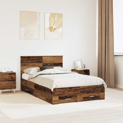 vidaXL Bed Frame with Drawer Old Wood 120 x 190 cm Engineered Wood 1