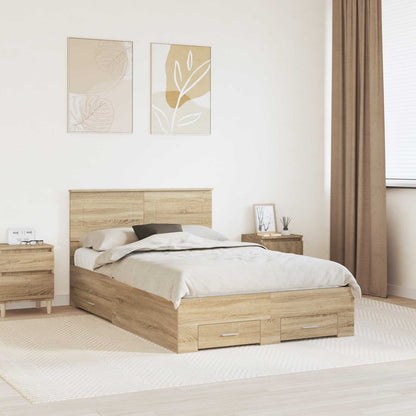 vidaXL Bed Frame with Drawer Sonoma Oak 120 x 200 cm Engineered Wood 1