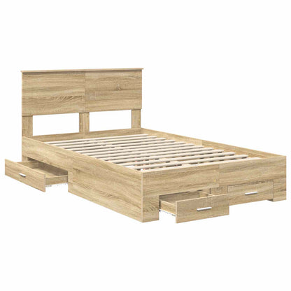 vidaXL Bed Frame with Drawer Sonoma Oak 120 x 200 cm Engineered Wood 5