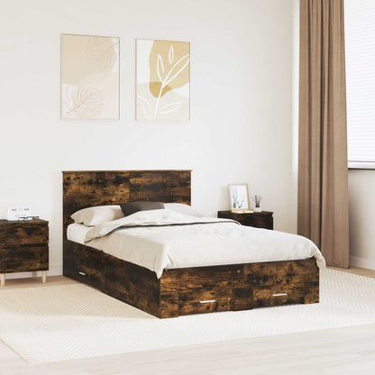 vidaXL Bed Frame with Drawer Smoked Oak 120 x 200 cm Engineered Wood 1