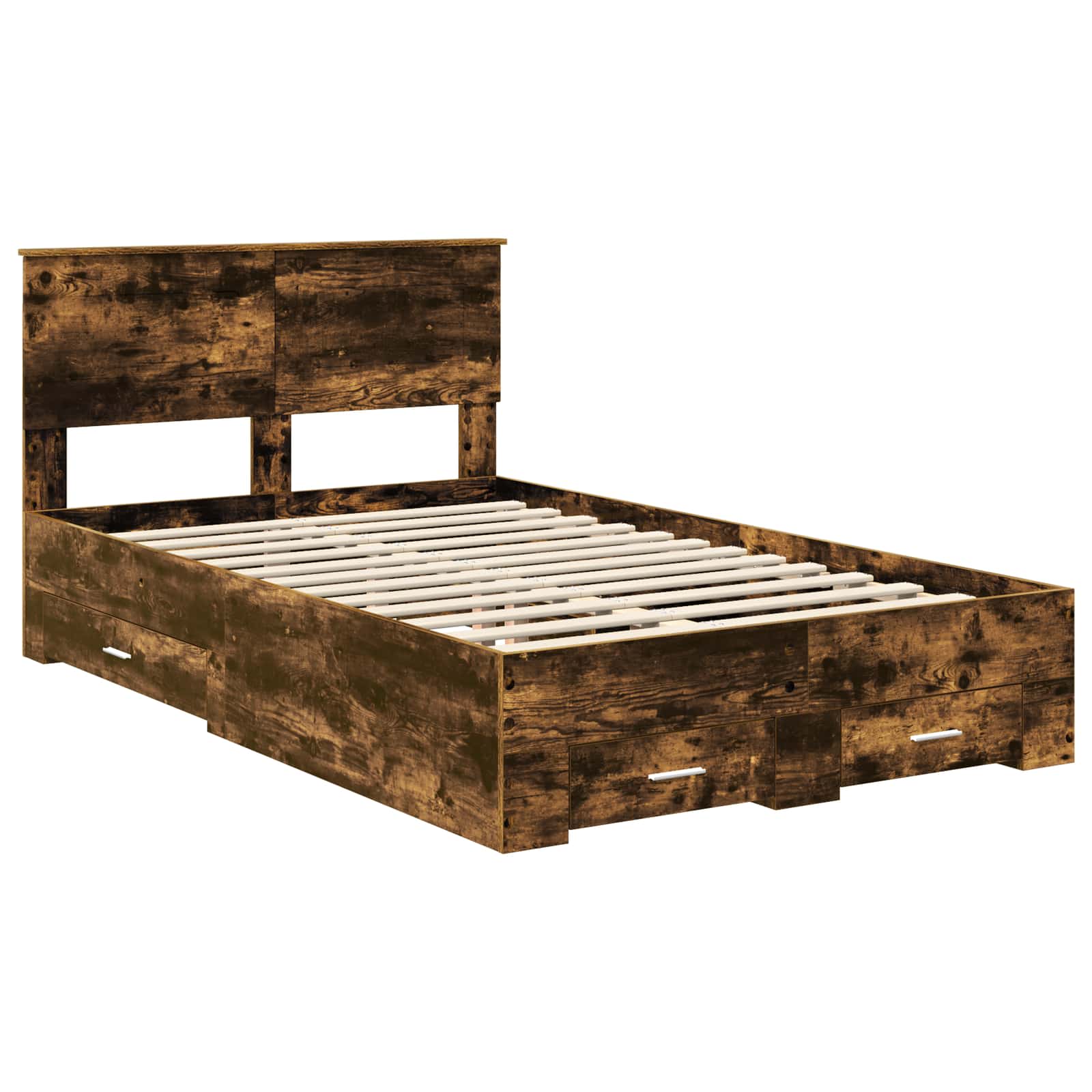 vidaXL Bed Frame with Drawer Smoked Oak 120 x 200 cm Engineered Wood 4