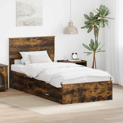 vidaXL Bed Frame Engineered Wood Length 200 cm Smoked oak