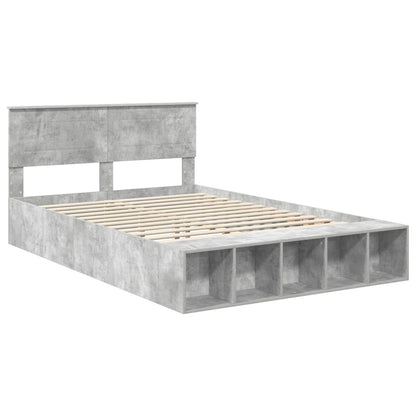 vidaXL Bed Frame with Shelf Concrete Grey 160 x 200 cm Engineered Wood 4