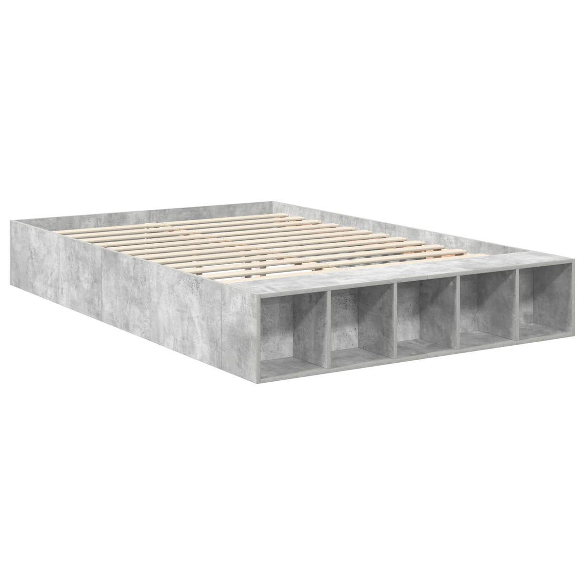 vidaXL Bed Frame with Shelf Concrete Grey 160 x 200 cm Engineered Wood 5