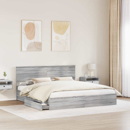 vidaXL Storage Bed Adjustable Grey Sonoma 200 x 200 cm Engineered Wood 3