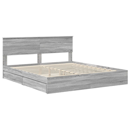 vidaXL Storage Bed Adjustable Grey Sonoma 200 x 200 cm Engineered Wood 4