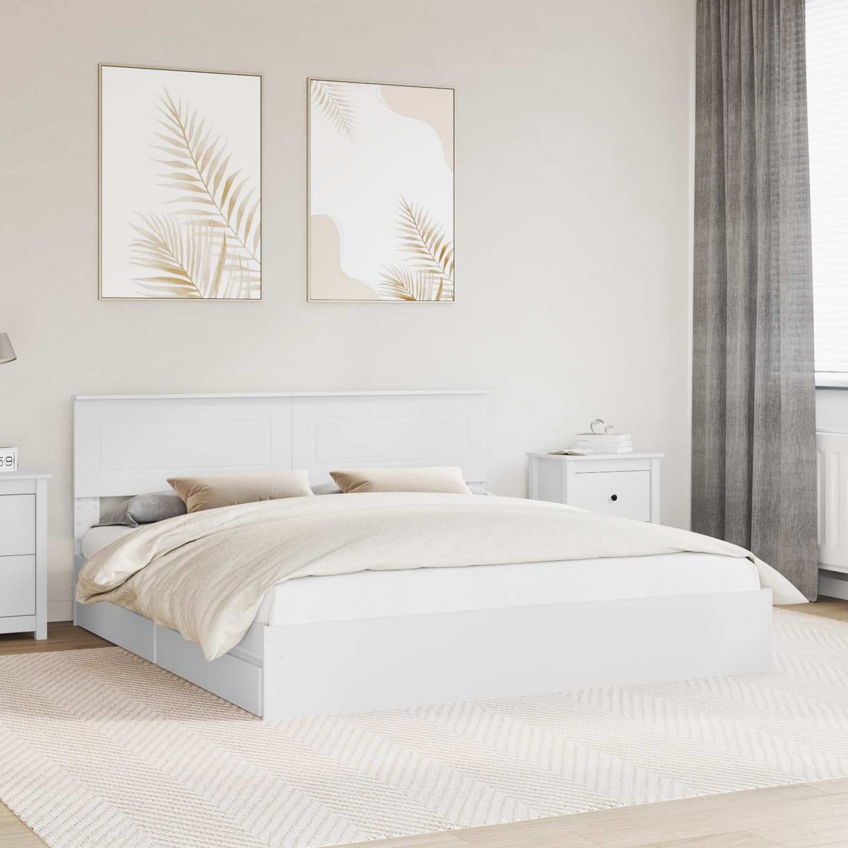 vidaXL Storage Bed with Drawer White 180 x 200 cm Engineered Wood 1
