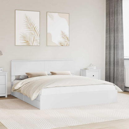 vidaXL Storage Bed with Drawer White 180 x 200 cm Engineered Wood 1