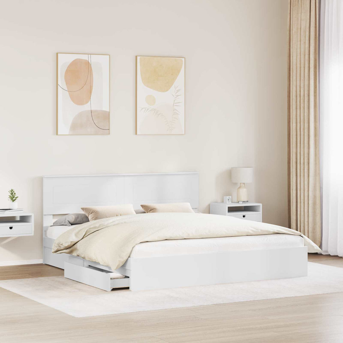 vidaXL Storage Bed with Drawer White 180 x 200 cm Engineered Wood 3