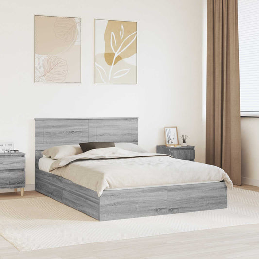 vidaXL Storage Bed Adjustable Grey Sonoma 150 x 200 cm Engineered Wood 1