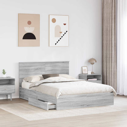 vidaXL Storage Bed Adjustable Grey Sonoma 150 x 200 cm Engineered Wood 3