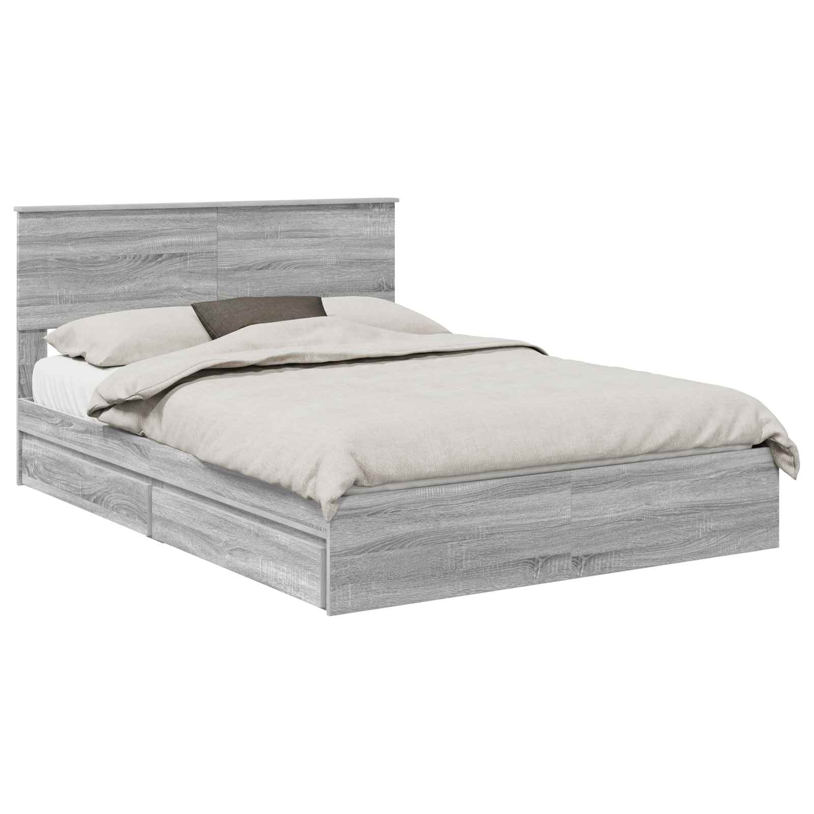 vidaXL Storage Bed Adjustable Grey Sonoma 150 x 200 cm Engineered Wood 2