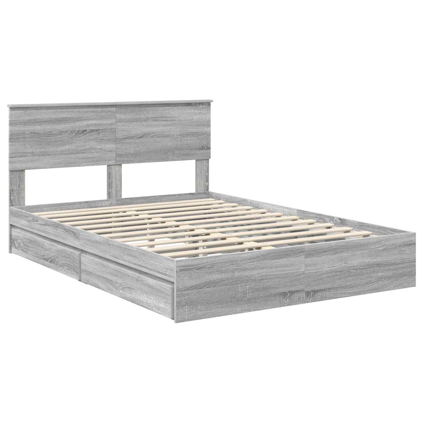 vidaXL Storage Bed Adjustable Grey Sonoma 150 x 200 cm Engineered Wood 4