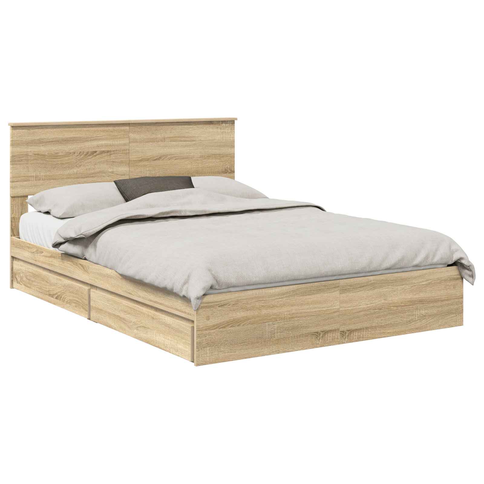 vidaXL Storage Bed with Drawer Sonoma Oak 140 x 190 cm Engineered Wood 2