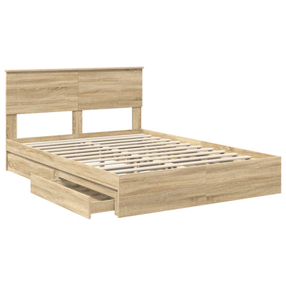 vidaXL Storage Bed with Drawer Sonoma Oak 140 x 190 cm Engineered Wood 5