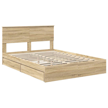 vidaXL Storage Bed with Drawer Sonoma Oak 140 x 200 cm Engineered Wood 4
