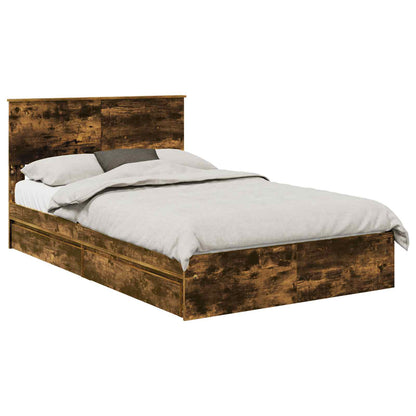 Storage Bed with Drawer Engineered Wood Length 190 cm Smoked oak 135 cm